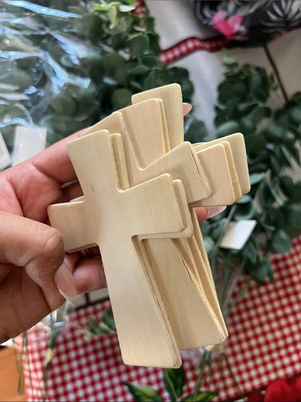 Rustic decorative stems plus wooden crosses